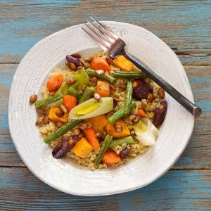 Cous Cous with Roasted Vegetables from Stephanie Weaver MPH | Gluten-free, migraine-friendly, vegan