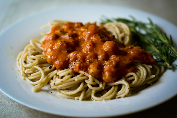 Pasta with chickpea-vodka sauce
