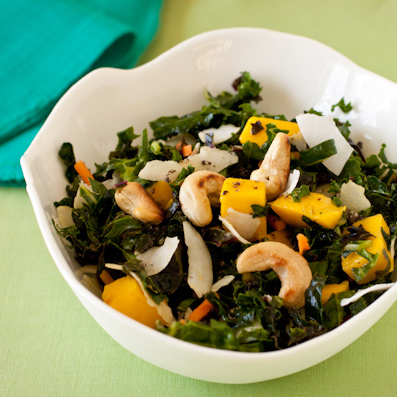 Raw kale mango salad