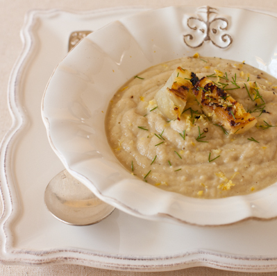 Roasted fennel kohlrabi soup