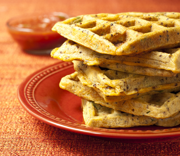 Cheesy Chorizo Waffles | Gluten-free & Vegan