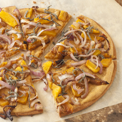 Butternut squash pizza with smoky white sauce