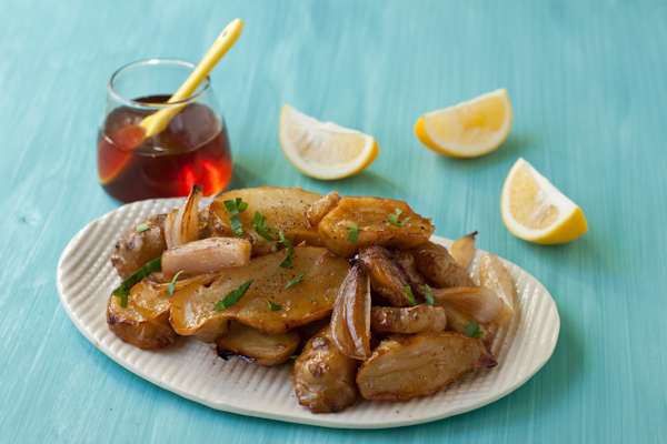 Honey Roasted Sunchokes with Shallots and Meyer Lemon from Recipe Renovator