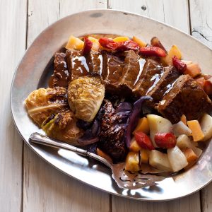 Slow-braised Irish Beef with Crispy Cabbage and Root Vegetables | Recipe Renovator | Gluten-free, low-sodium