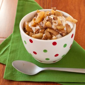 Flambeed Pear Pecan Caramel Sauce with apple rum | Recipe Renovator