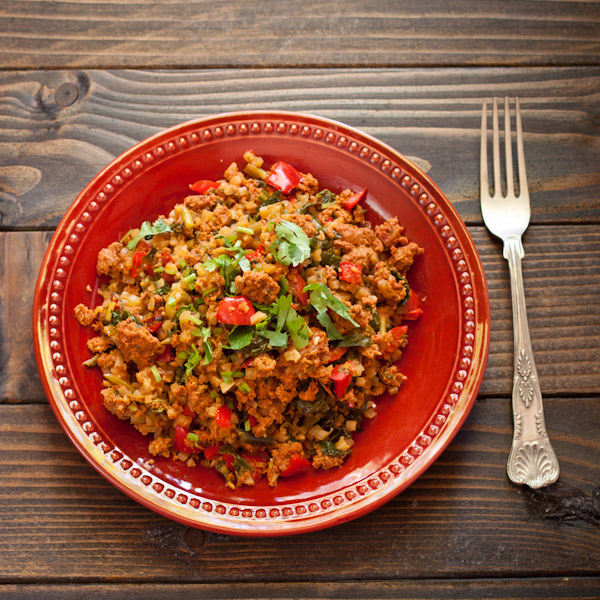Paleo dirty rice with turkey chorizo from Recipe Renovator, always gluten-free