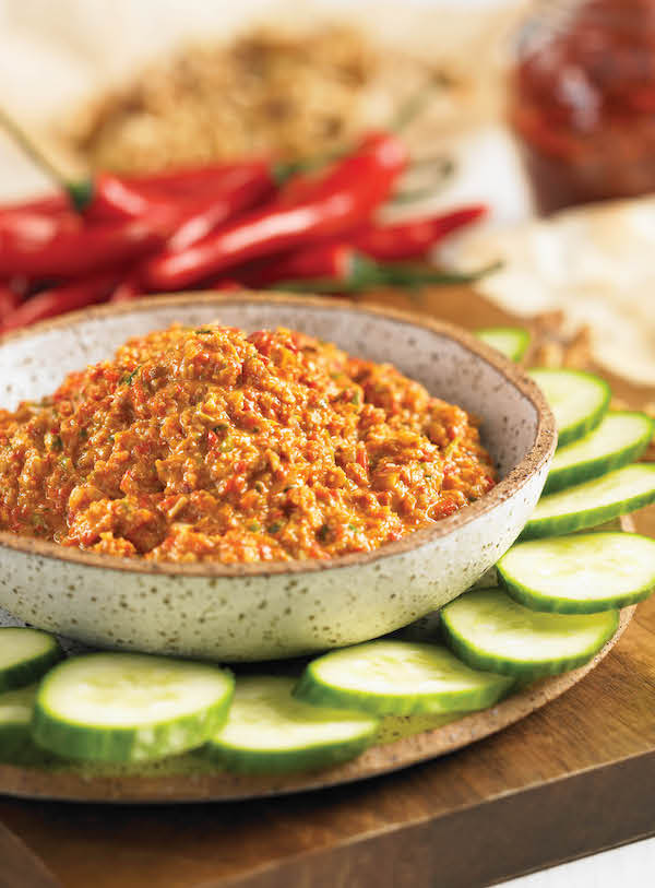 Middle Eastern walnut dip from The Chile Pepper Bible by Judith Finlayson