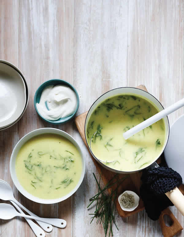 punched up potato and leek soup from The Perfect Blend by Tess Masters