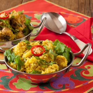 Meatballs and turmeric rice for the Instant Pot from Migraine Relief Recipes