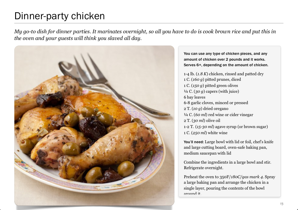 Newlywed recipe for chicken dinner by Stephanie Weaver