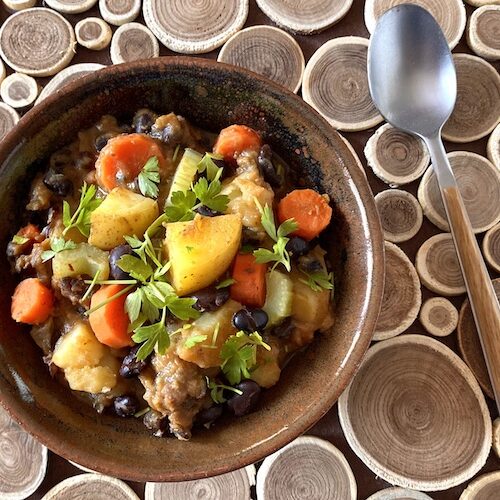 Beefy black bean soup